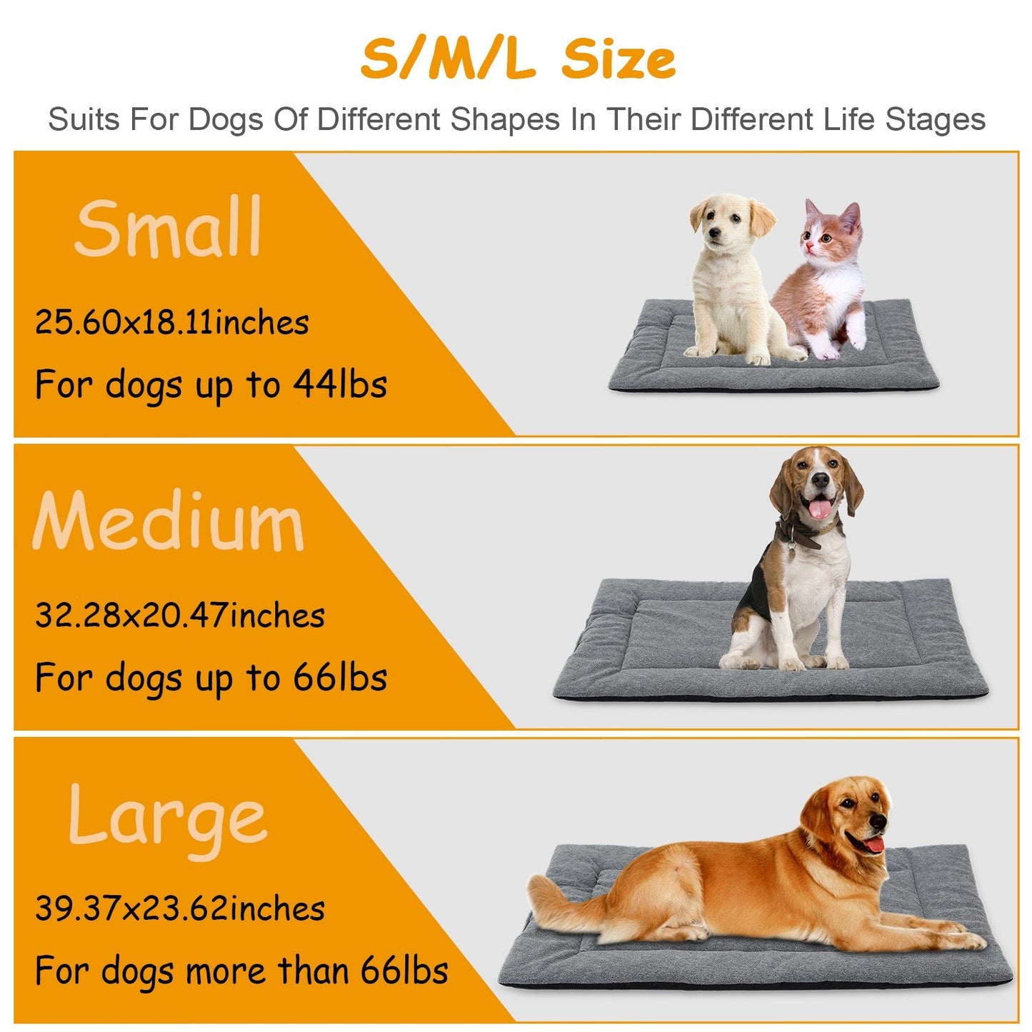 Dog Bed Mat Comfortable Fleece Pet Dog Crate Carpet Reversible Pad Joint Relief L Size
