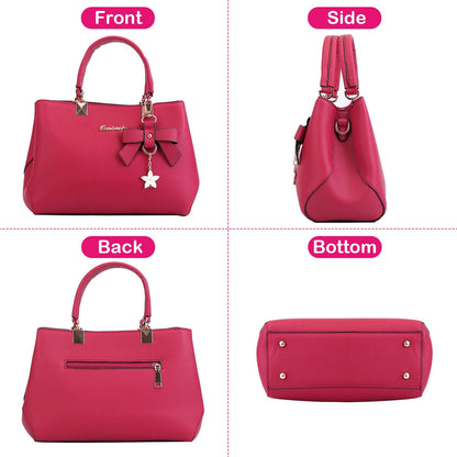 Women Soft Leather Handbag Tote Shoulder Crossbody Bag 7 Cells Zipper Purse Handle Bag