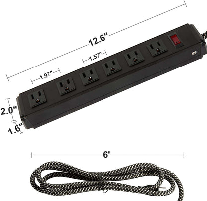 Bosonshop Surge Protector Power Strip with Outlets and USB Charging Ports 6-Foot Cord for Home, Office -Black (2, 6 outlets)