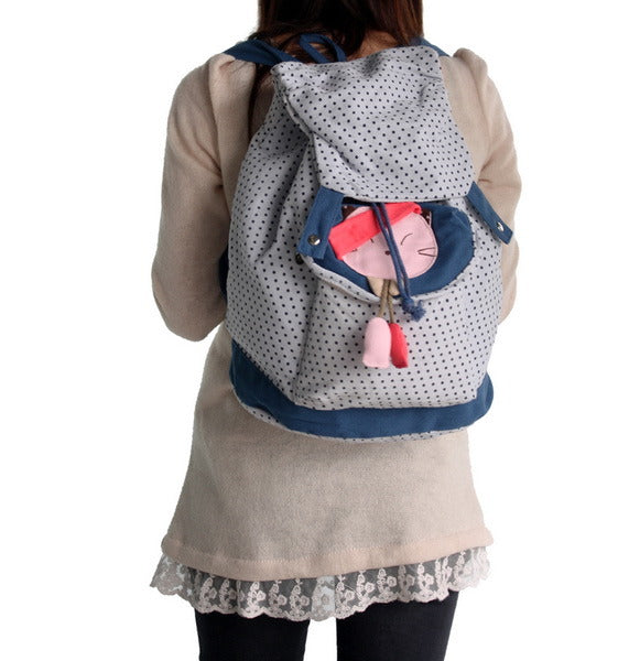 [Lovely Doll] 100% Cotton Fabric Art School Backpack / Outdoor Backpack