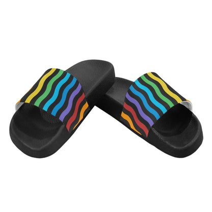Flip-Flop Sandals, Rainbow Stripe Style Womens Slides