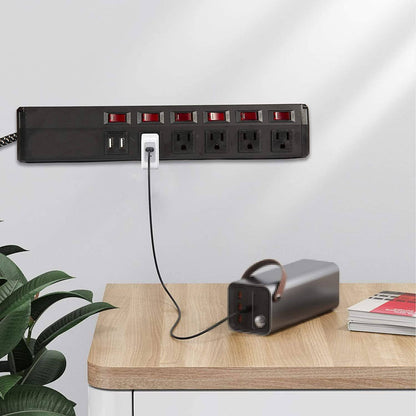 Bosonshop Surge Protector Power Strip with Outlets and USB Charging Ports 6-Foot Cord for Home, Office -Black (2, 5 outlets+2 USB)