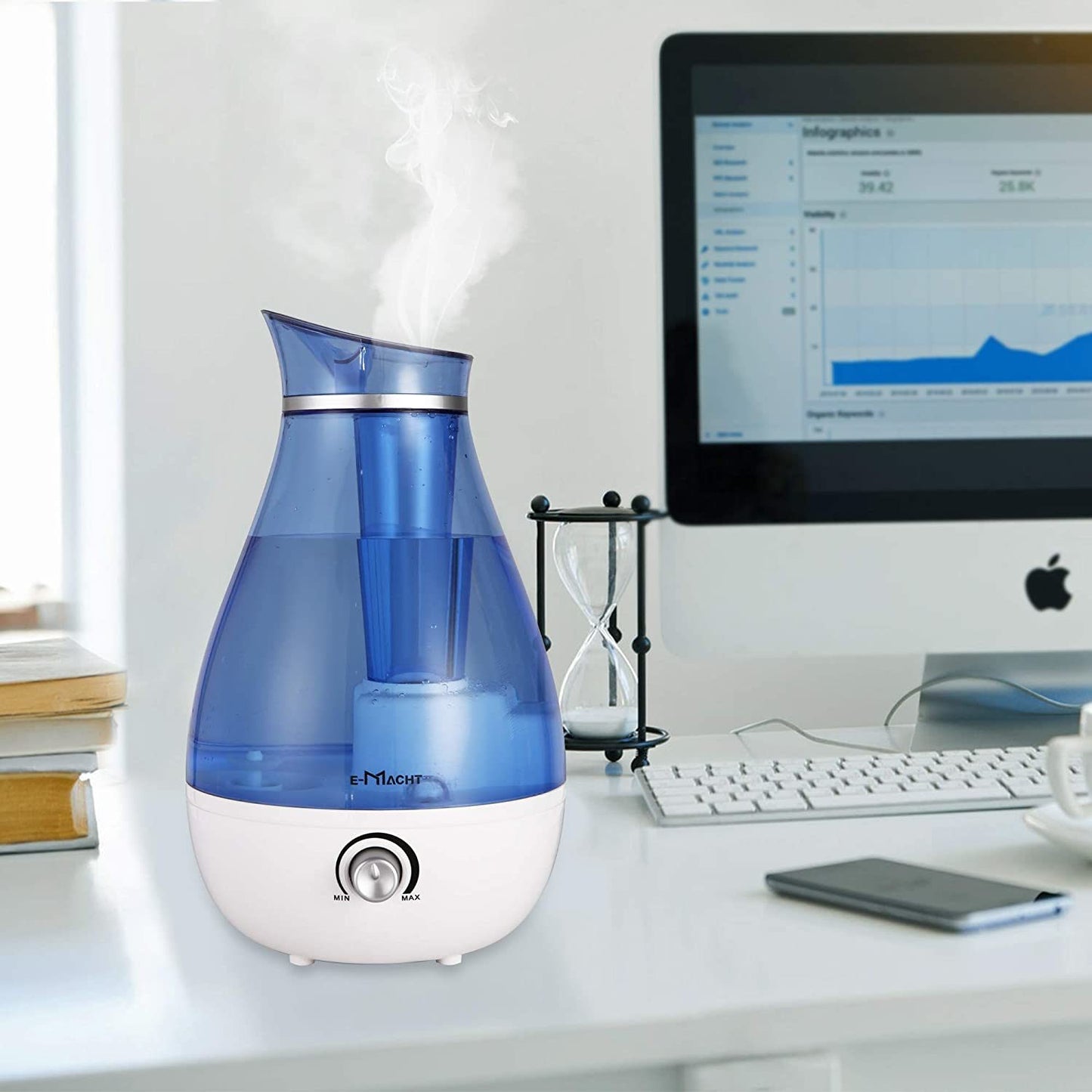 Bosonshop Humidifiers for Bedroom Quiet Ultrasonic Cool Mist Humidifier 2.5L with Auto Shut-Off, Night Light and Adjustable Mist Output, Less Than 30dB, Blue