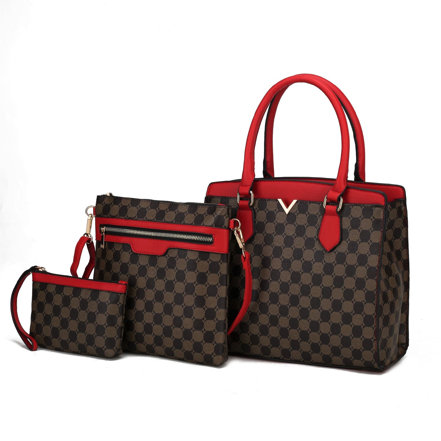 MKF Collection Finnley 3 Pc Satchel Handbag with Crossbody & Wristlet Vegan Leather Womens by Mia k