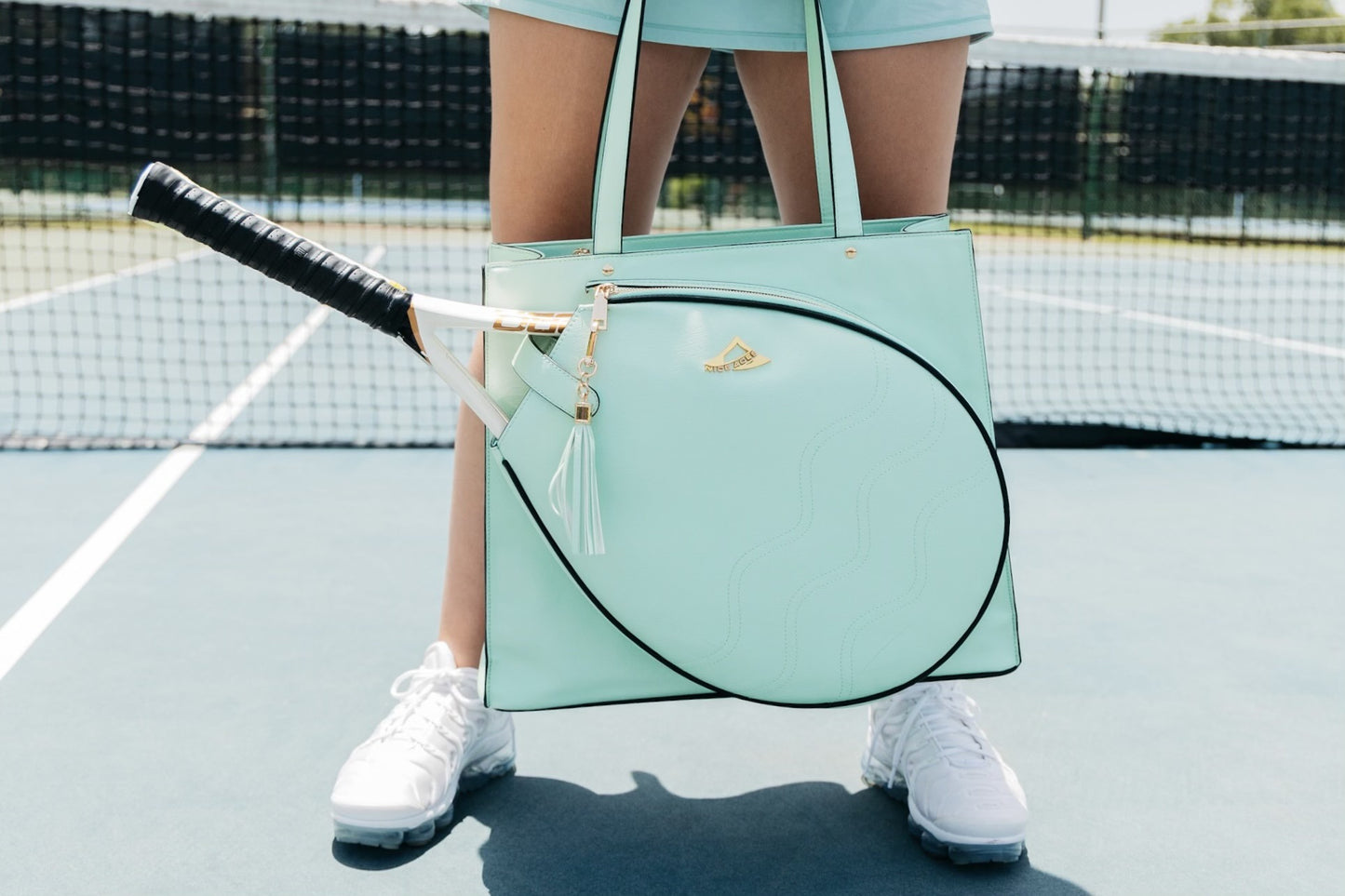 MAYA COLLECTION TENNIS TOTE FOR TWO RACQUETS WITH BOTTLE, CAN AND KEY HOLDERS