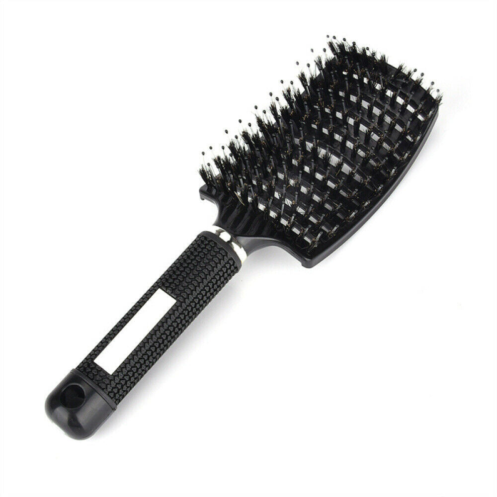 Curved Vented Boar Bristle Styling Hair Brush, For Any Hair Type Men Or Women