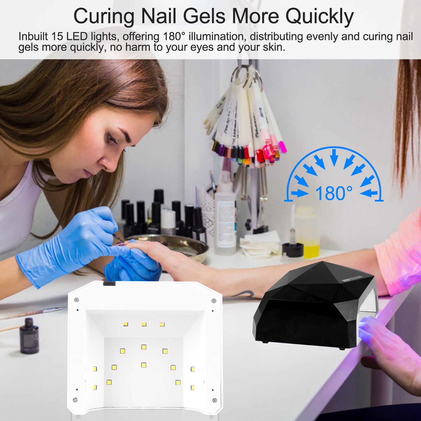 36W UV LED Lamp Nail Polish Dryer 15 LEDs Fingernail Toenail Gel Curing Machine Nail Art Painting Salon Tools Set US Plug