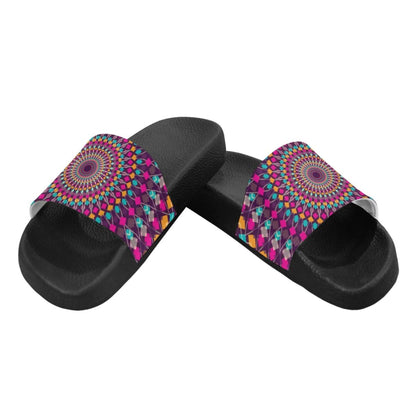 Flip-Flop Sandals, Purple Kaleidoscope Style Womens Slides