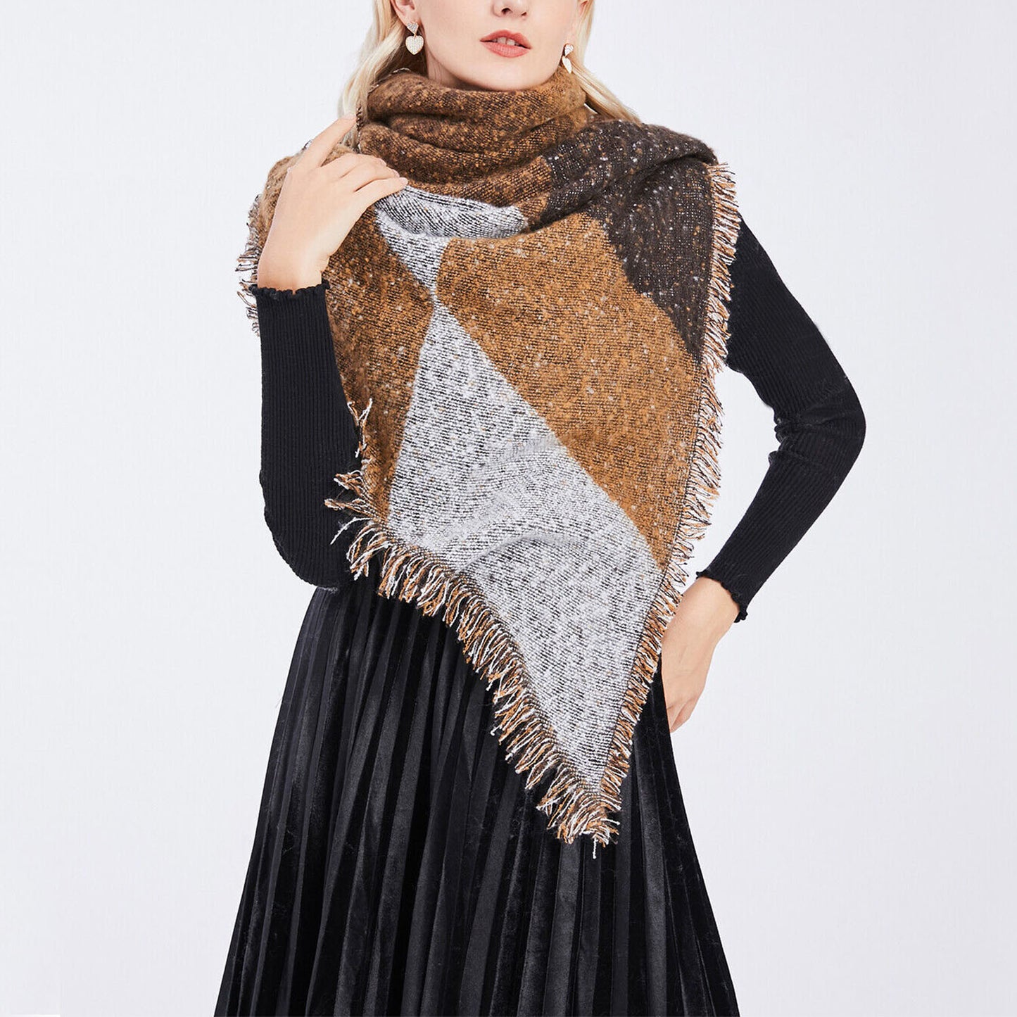 Women Winter Warm Scarf 74.8x25.6In Long Soft Knitted Shawl
