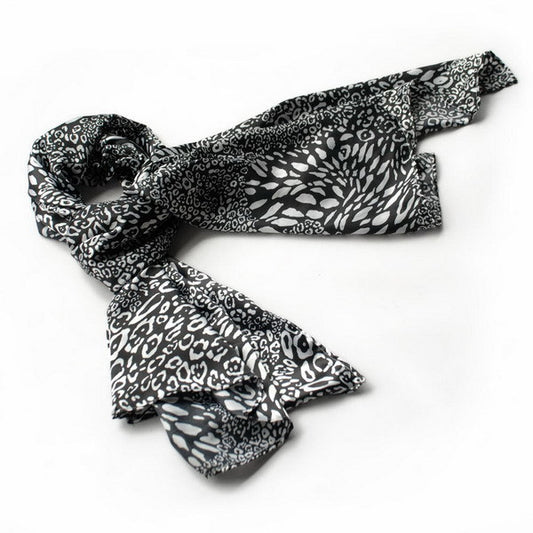 Blando Black & White Distinctive Leopard Animal Print Fashion Soft Silk Scarf/Wrap/Shawl(Small)