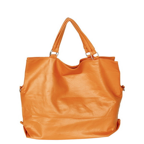 [Elaine Favourite] Stylish Brown Double Handle Leatherette Bag Handbag Purse