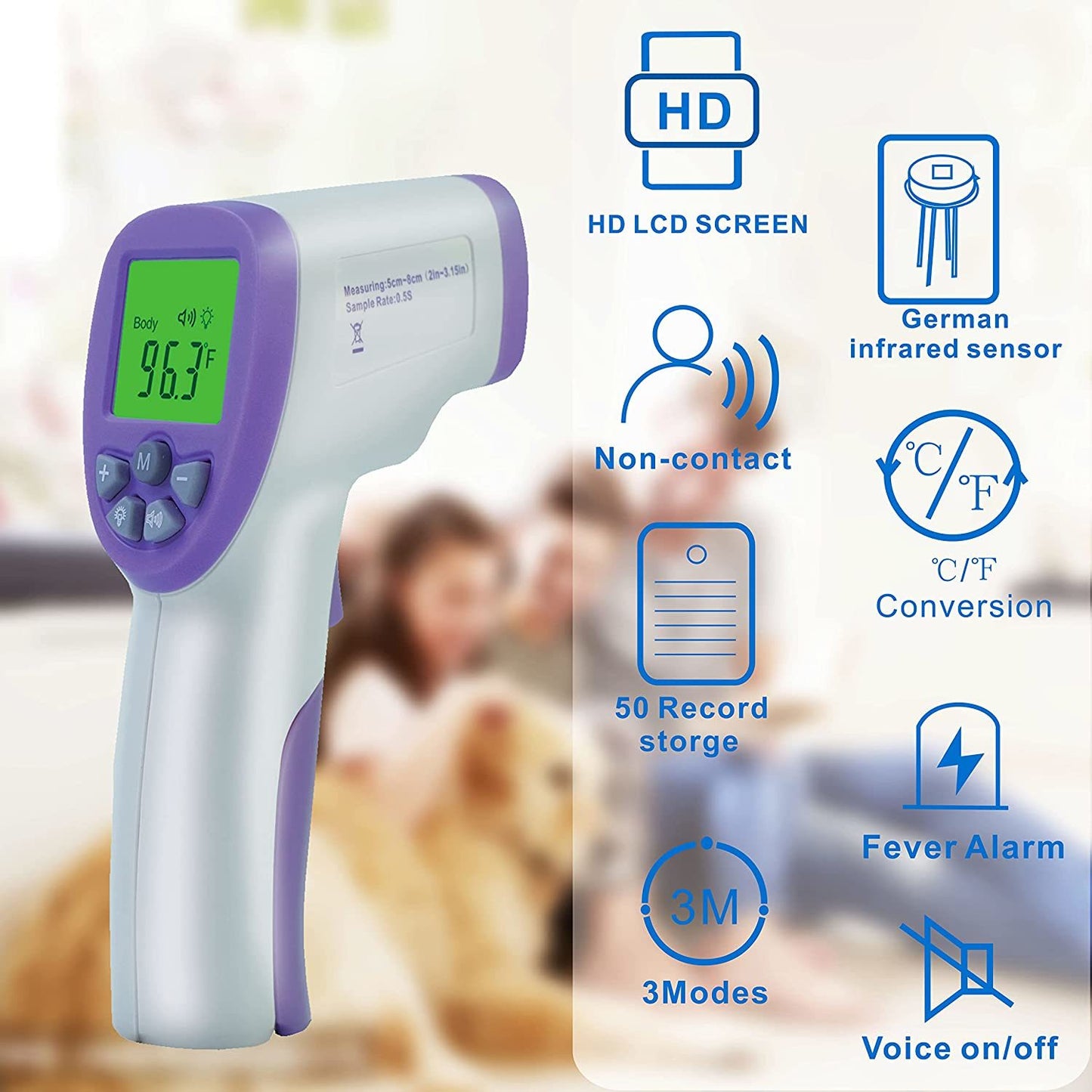 Digital Termomete Infrared Forehead Body Thermometer Gun Non-contact Temperature Measurement Device with Real-time Accurate Readings
