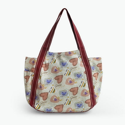 ILEA - [Soulmate] 100% Cotton Eco Canvas Shoulder Tote Bag / Shopper Bag / Multiple Pockets
