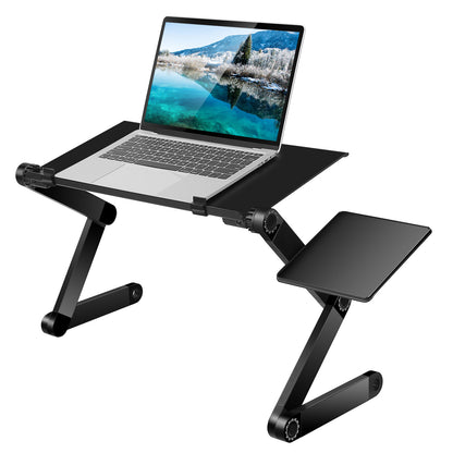 Foldable Laptop Table Bed Notebook Desk with Mouse Board Aluminum Alloy Breakfast Snacking Tray for Home Office Travel Use