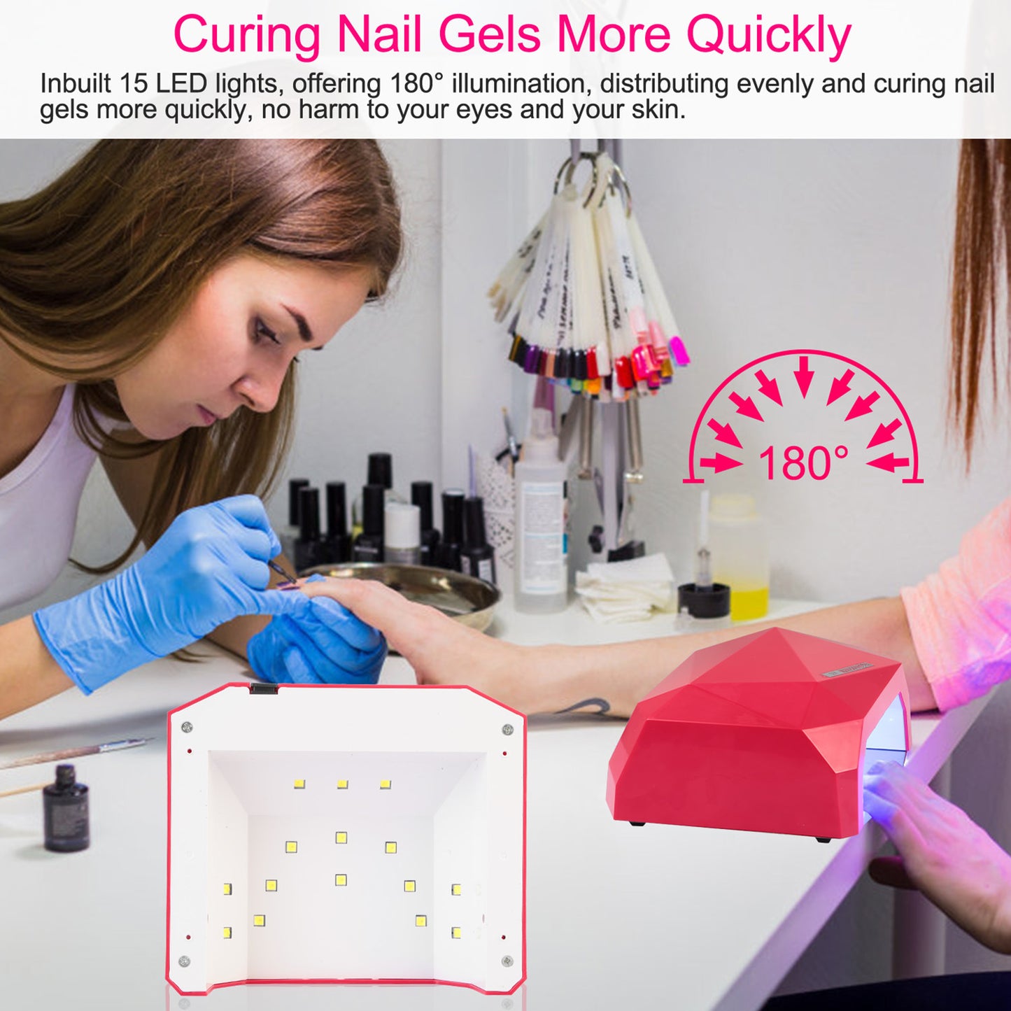 36W UV LED Lamp Nail Polish Dryer 15 LEDs Fingernail Toenail Gel Curing Machine Nail Art Painting Salon Tools Set US Plug
