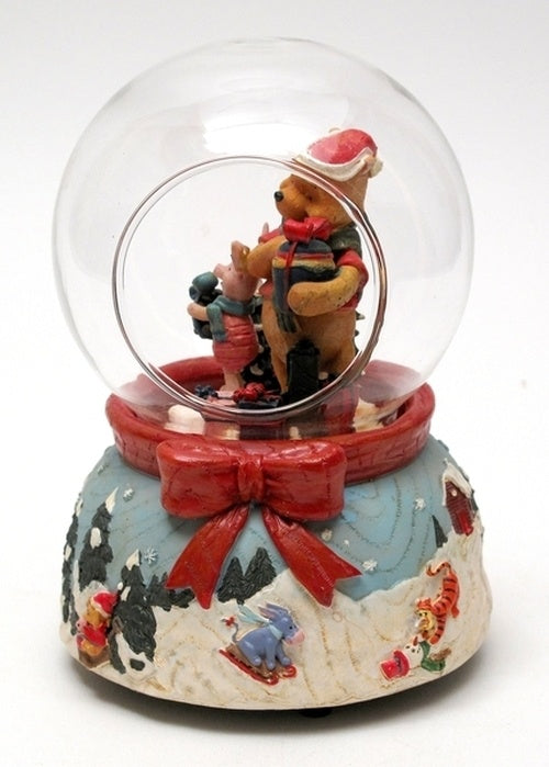Roman Disney Collection: Musical Woodgrain Pooh Piglet in Dome