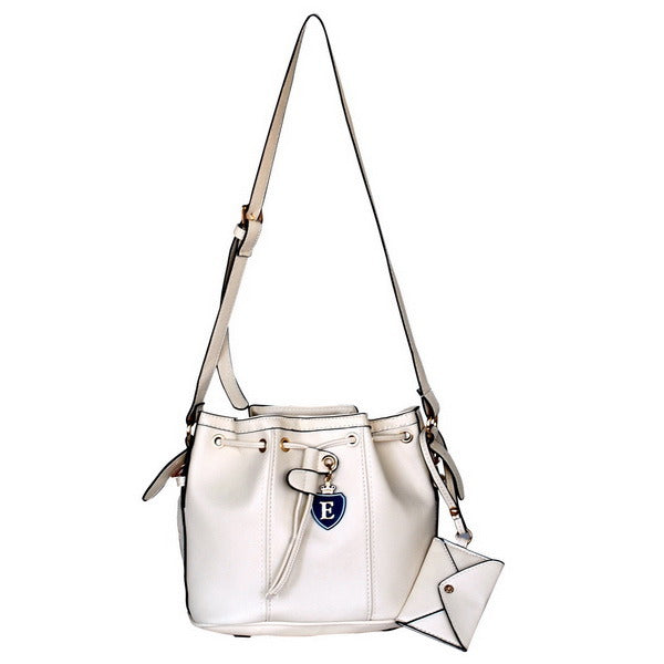 [Perhaps Love] Stylish White An Adjustable Strap Leatherette Bag Handbag Purse