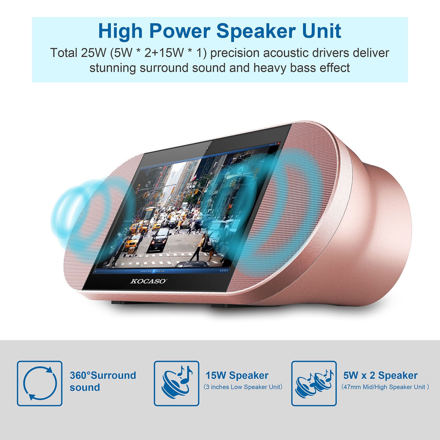 7in Touch Screen Android Tablet PC w/ 25W Wireless Speaker Quad Core Front Camera Micro USB