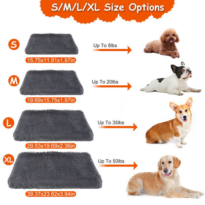 Dog Bed Soft Plush Cushion Cozy Warm Pet Crate Mat Dog Carpet Mattress with Long Plush for S M Dogs