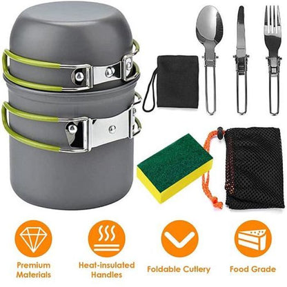 Outdoor Hiking Picnic Camping Cookware Set Picnic Stove Aluminum Pot Pans Kit