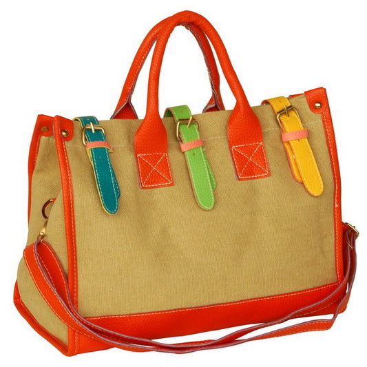 [Perfect Girl] Stylish Khaki Double Handle Satchel Bag Handbag Purse
