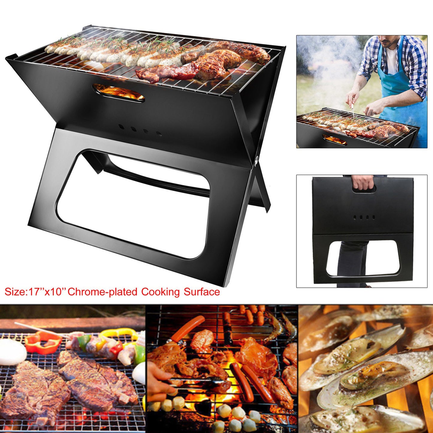 Portable BBQ Barbecue Grill Foldable Charcoal Grill Camping Garden Outdoor Travel
