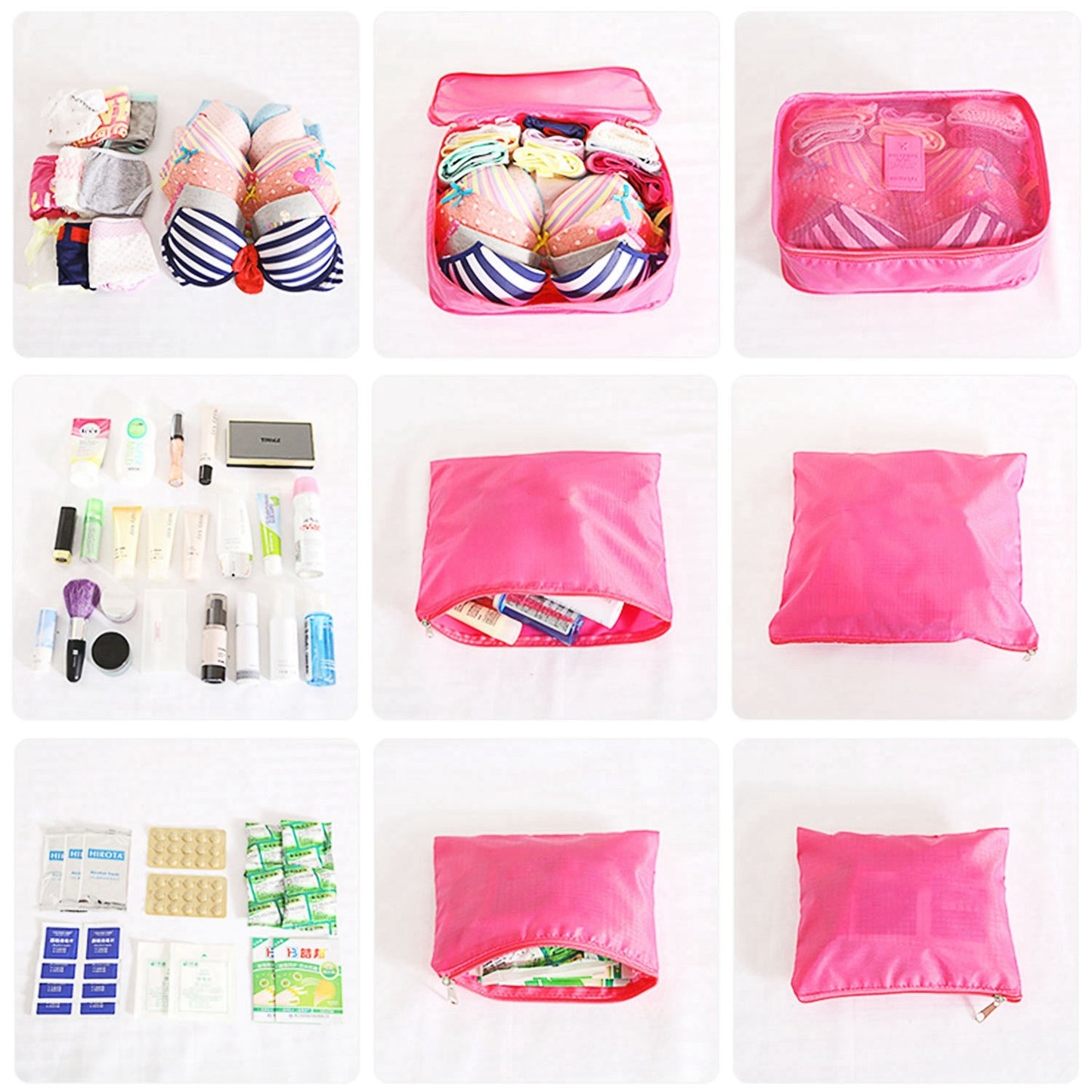 9Pcs Clothes Storage Bags Water-Resistant Travel Luggage Organizer Clothing Packing Cubes