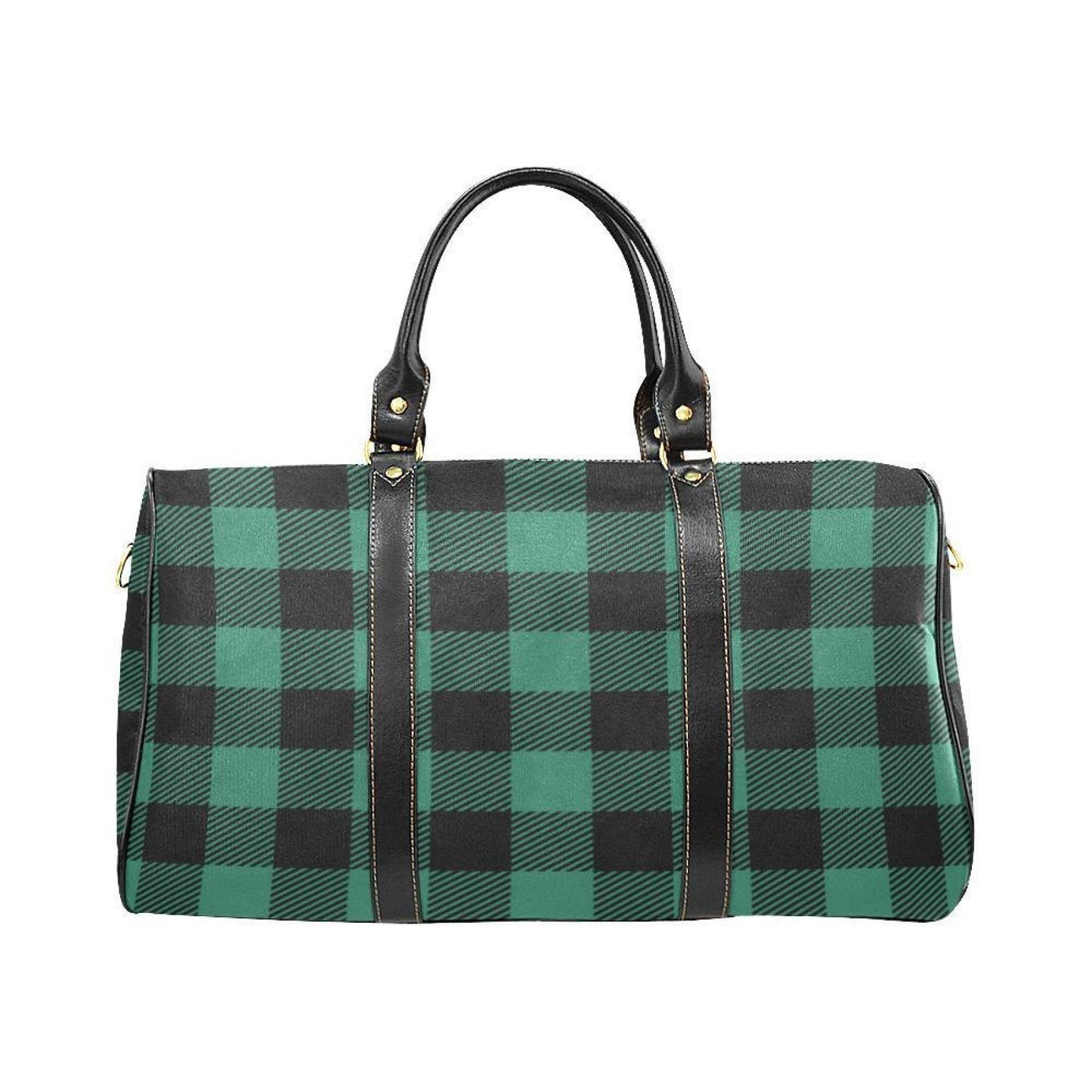 Green And Black Flannel Style Travel Bag