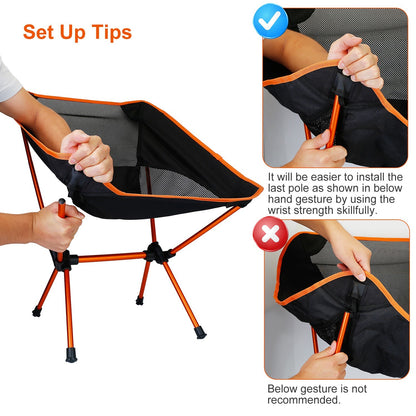 Foldable Camping Chair Collapsible Ultra-light Camping Chai Backpacking Chair For Outdoor Camping Fishing BBQ Beach Picnic