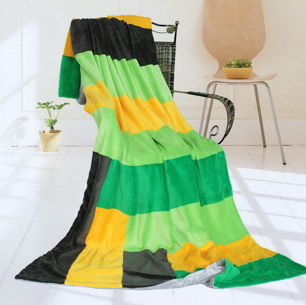 Onitiva - [Lemon Tree] Soft Coral Fleece Patchwork Throw Blanket (59 by 78.7 inches)