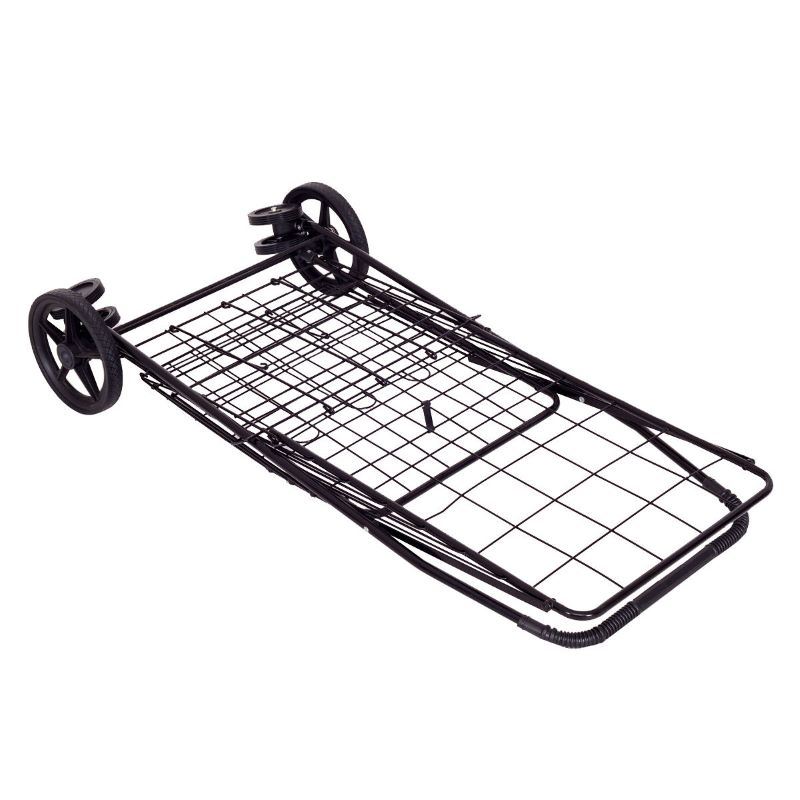 Jumbo Basket Folding Shopping Cart With Swiveling Wheels And Dual Storage Baskets
