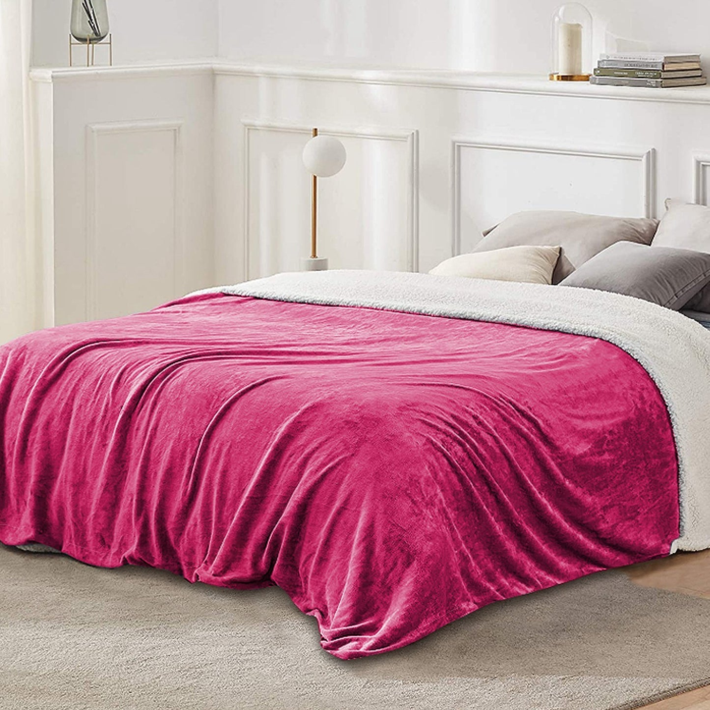 Fleece Queen Blanket Warm Soft Flannel Bed Cover Cuddly Cozy Sofa Travel Car Blanket Queen Size