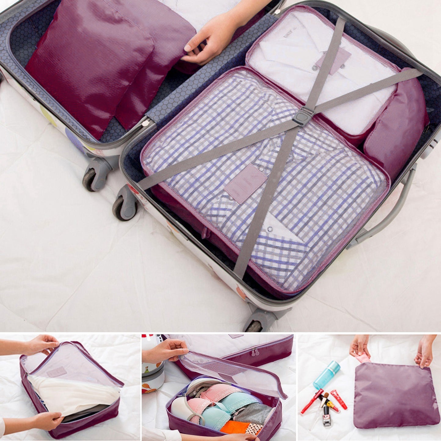 9Pcs Clothes Storage Bags Water-Resistant Travel Luggage Organizer Clothing Packing Cubes