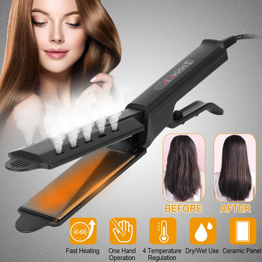 Electric Hair Straightener 4 Temperature Scissor Ceramic Flat Iron Wet Dry Use Bangs Splint Glider Hair Clip Straightener