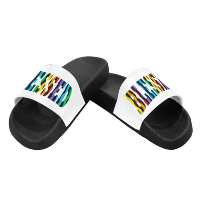 Flip-Flop Sandals, Multicolor Blessed Graphic Style Womens Slides