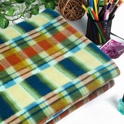 [Trendy Plaids - Blue/Green/Yellow] Soft Coral Fleece Throw Blanket (71 by 79 inches)