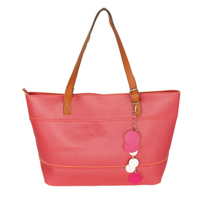 [Dolce Pink Lady] Fashion Double Handle Leatherette Satchel Bag Handbag Purse