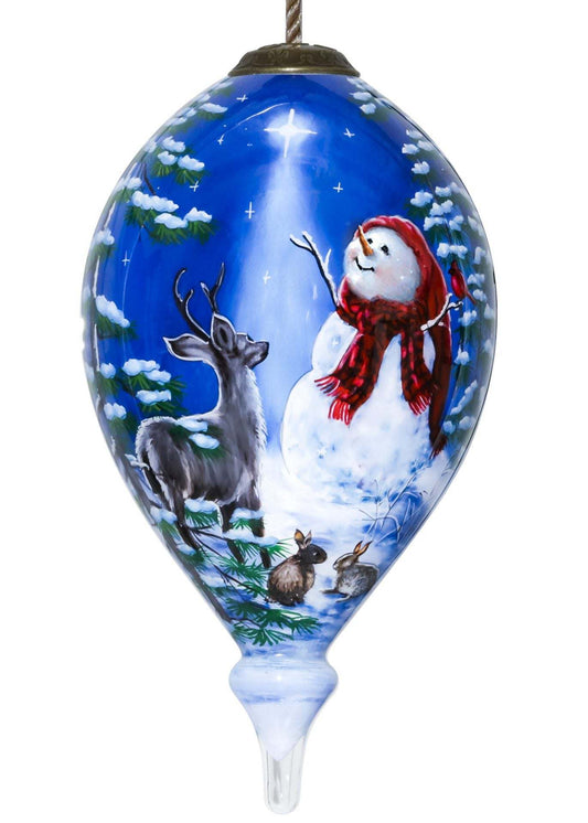 Heaven and Nature Sing Snowman Hand Painted Glass Hanging Ornament