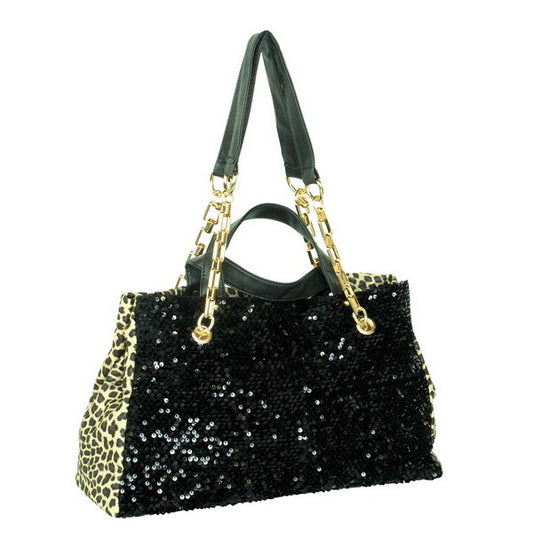 [My Love] Stylish Black Four Carrying Handles Bag Handbag Purse