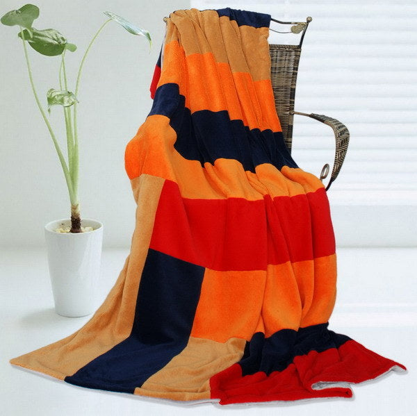 Onitiva - [New Day] Soft Coral Fleece Patchwork Throw Blanket (59 by 78.7 inches)