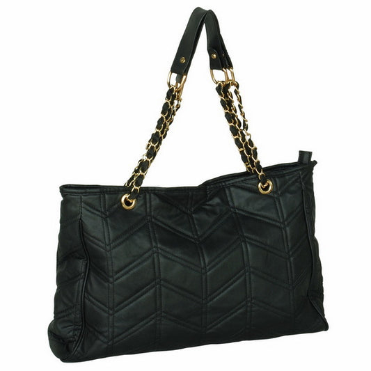 [Just Dance] Stylish Black Double Handle Leatherette Bag Handbag Purse