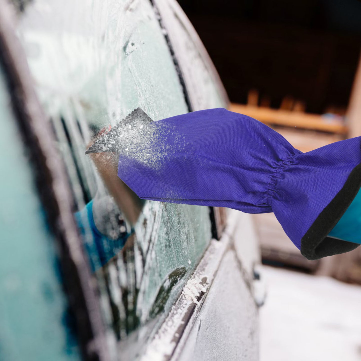 Ice Scraper Glove Car Windshield Snow Scraper Remover Glove Lined of Fleece Winter Ice Scraper Mitt
